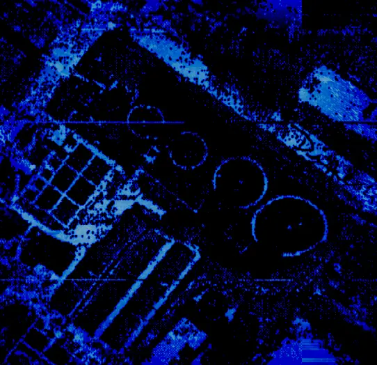 Aerial view of the four digesters at the Phoenixville Wastewater Treatment Plant