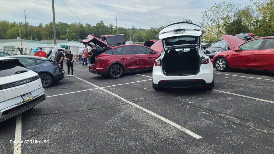 Visitors looking at EVs, NDEM 2025, Ambler