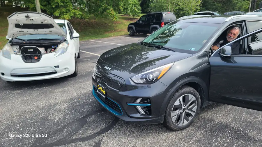 A Kia EV on display, NDEM 2025, Ambler