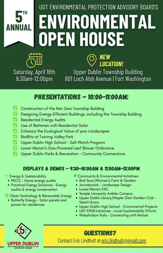 Event poster: 5th Annual Environmental Open House, Fort Washington, PA