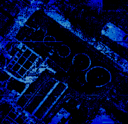 Aerial view of the four digesters at the Phoenixville Wastewater Treatment Plant